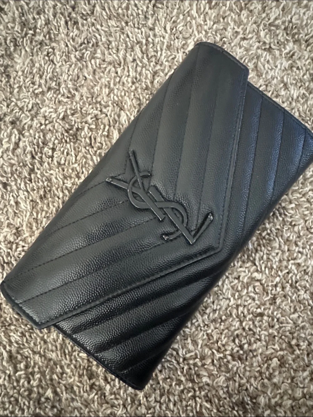 Saint Laurent Cassandre YSL Monogram Large Flap Wallet Black Retails $950 - Picture 2 of 11